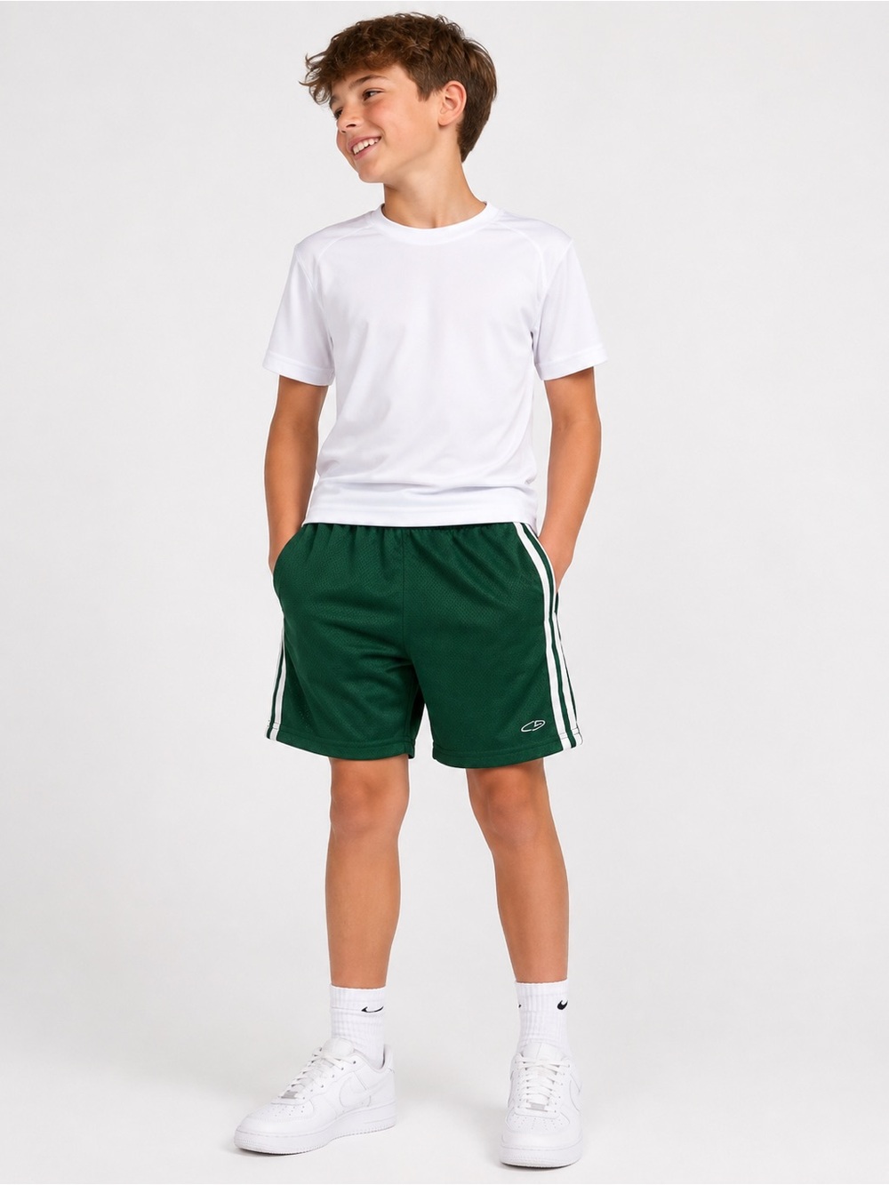 Champion Boys Green Mesh Athletic Shorts Size Small Youth Basketball Gym - Picture 1 of 4